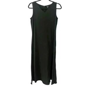 Eileen Fisher Black 100% Silk Sleeveless V-Neck Dress Petite PS